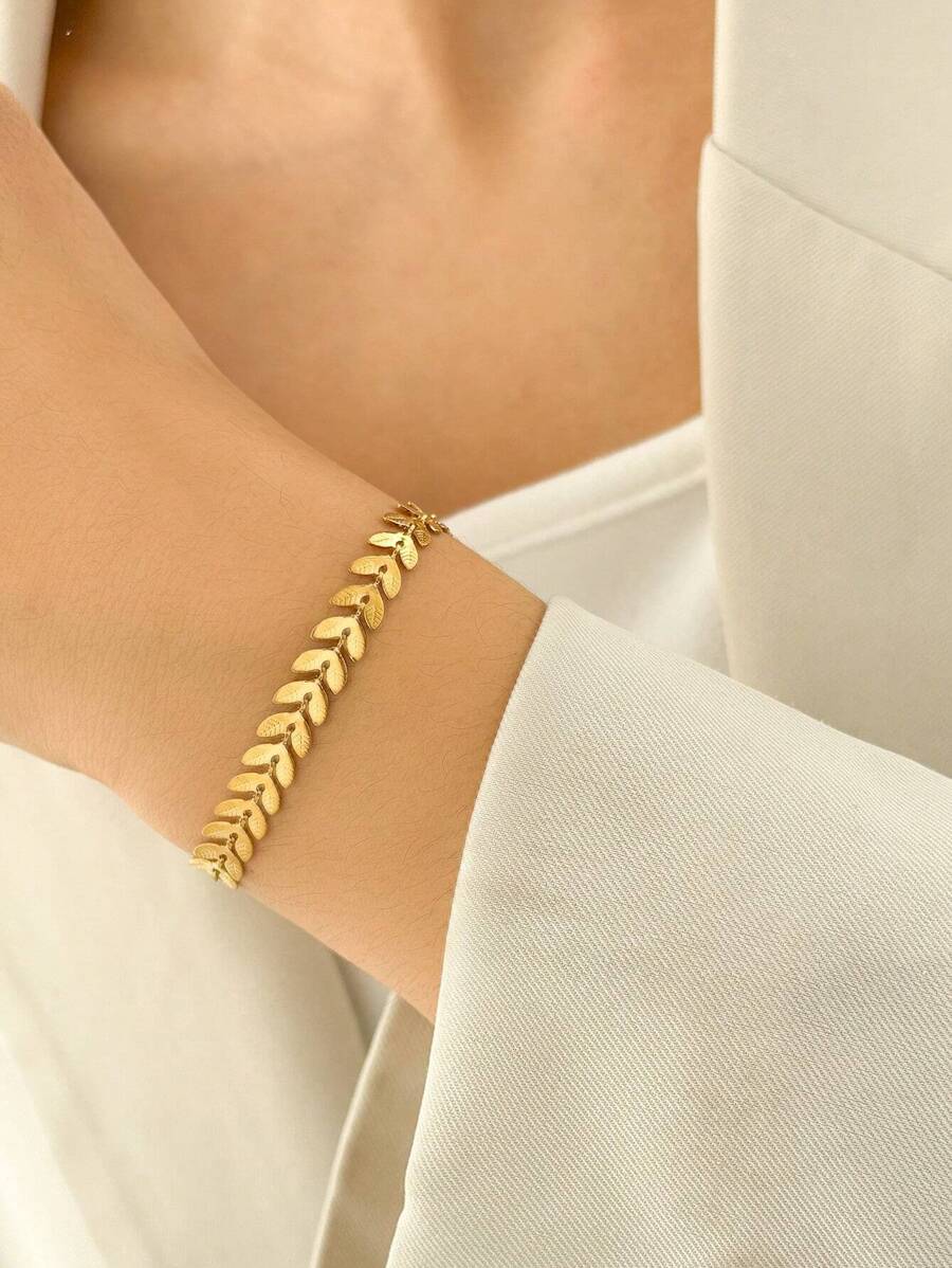 Women's Stainless Steel Chain Bracelet, Hip Hop Jewelry - Gold - View 1