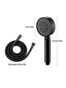 5 prędkości Przenośny Głowica prysznicowa Z 1,5 m Czarny Wąż prysznicowy