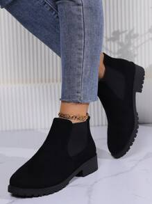 Mờ Ở giữa Gót chân Của phụ nữ Giày bốt ngắn , Mới Thời trang Giày ống Chelsea Với Dày Gót chân , Chóp giầy tròn Thiết kế Đối với Giải trí Ngoài trời Mặc - màu đen - Xem 3