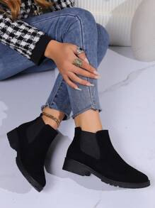 Mờ Ở giữa Gót chân Của phụ nữ Giày bốt ngắn , Mới Thời trang Giày ống Chelsea Với Dày Gót chân , Chóp giầy tròn Thiết kế Đối với Giải trí Ngoài trời Mặc - màu đen - Xem 1