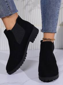 Mờ Ở giữa Gót chân Của phụ nữ Giày bốt ngắn , Mới Thời trang Giày ống Chelsea Với Dày Gót chân , Chóp giầy tròn Thiết kế Đối với Giải trí Ngoài trời Mặc - màu đen - Xem 2