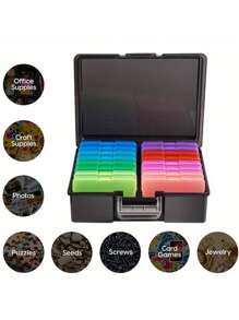 Large Carry-On Luggage With 16pcs Storage Boxes And 4"X6" Photo Boxes. Plastic Boxes Designed For Photos, Crafts, Jewelry, Beads, Pen Holders, Stickers And Home Office Storage. - Transparent Outer Box + Transparent Inner Box - View 5