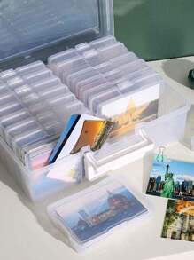 Large Carry-On Luggage With 16pcs Storage Boxes And 4"X6" Photo Boxes. Plastic Boxes Designed For Photos, Crafts, Jewelry, Beads, Pen Holders, Stickers And Home Office Storage. - Transparent Outer Box + Transparent Inner Box - View 8