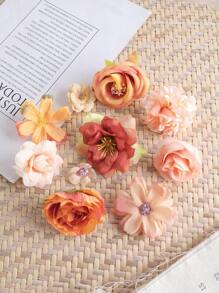 24/48件装橙色人造花材料包 - 仿真花，DIY头饰，花环材料，婚礼花艺。适用于制作花环、节日和生日派对装饰、新娘腕花、家居和花店装饰、花园装饰、母亲节装饰，全年适用。 - 橘色 - 查看 3