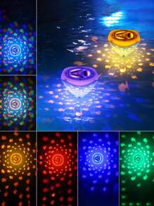 漂浮游泳池燈,魚紋1入組彩色變換游泳池燈水下漂浮,4種顏色2種模式,發光熱水浴缸池裝飾玩具(需3aaa電池,不含) - 彩色 - 查看 2