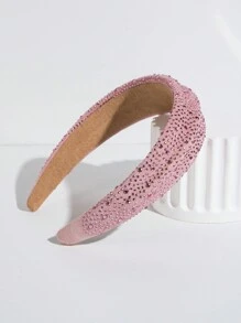 1頭韓風寬邊鑲鑽頭箍女士頭飾 - 粉色 - 查看 3