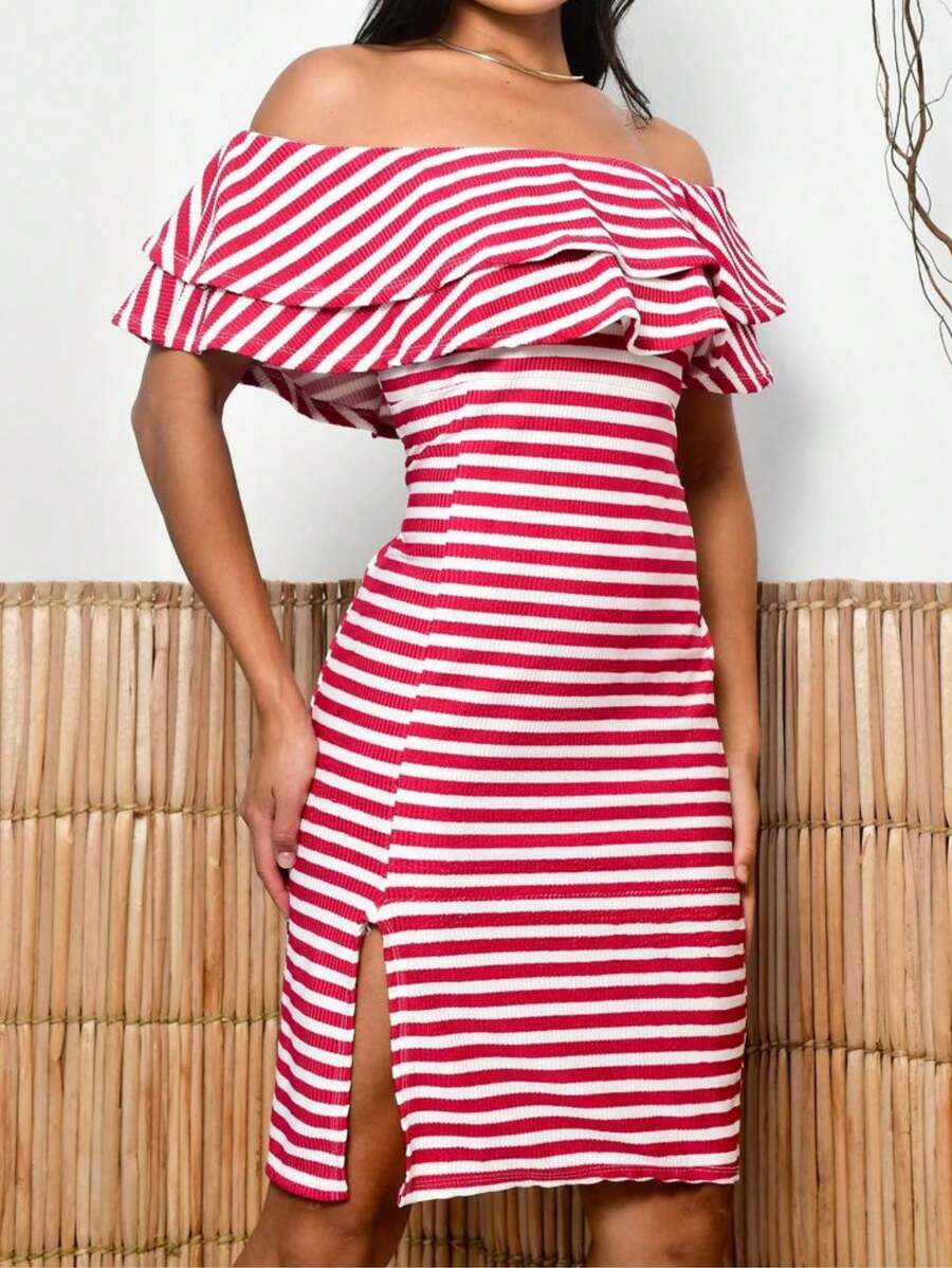 Women Dresses - 紅白色 - 查看 1