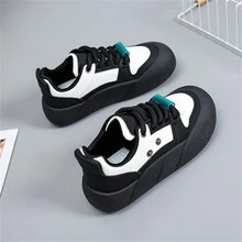 新款女性休閒運動鞋,適用於冷門運動,學生外出全配型運動鞋,適用於春秋季,圓頭舒適款 - 黑色 - 查看 2