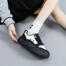 新款女性休閒運動鞋,適用於冷門運動,學生外出全配型運動鞋,適用於春秋季,圓頭舒適款 - 黑色 - 查看 7