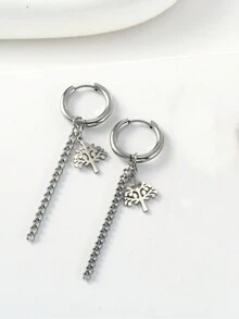 1對不鏽鋼人工珍珠、水晶鑲嵌、星星、月亮、鐵錨、雪花、音符、星球吊墜耳環，優雅迷人的女士聖誕禮物 - 垂墜耳環 - 查看 10