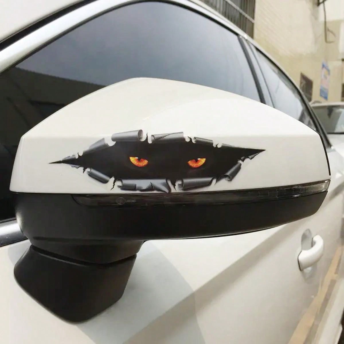 2pcs/Set Cat Eye Design Car Rearview Mirror Stickers, EyeShaped Design