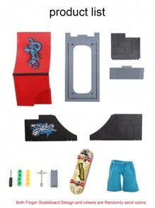 Abs塑料指尖玩具指尖滑板公園,配有指尖滑板公園坡道部件,適用於場景場地組合室內家庭玩具 - 紅色 - 查看 4