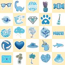 50 piezas Pegatinas azul con dibujos animados grafiti - Azul - Ver 3