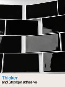 Subway Tiles Self Adhesive Kitchen Splashbacks, Peel and Stick Wall Tile Stickers, Stick on Tiles Splashback (, Thicker Design) - Black - View 5