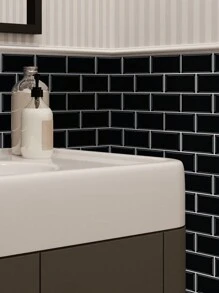 Subway Tiles Self Adhesive Kitchen Splashbacks, Peel and Stick Wall Tile Stickers, Stick on Tiles Splashback (, Thicker Design) - Black - View 3