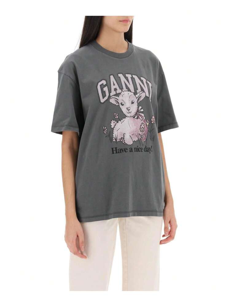 ☆韓国の人気☆【GANNI】☆SHORT-SLEEVED ROUND NECK T-SHIRTS☆ ☆韓国の人気☆【GANNI】☆SHORT-SLEEVED ROUND NECK T-SHIRTS