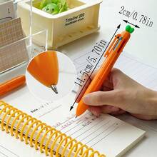 1pc Cute Carrot Shaped 6-Color Retractable Ballpoint Pen For Notebook, School Or Office - Multicolor - View 3