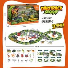 電動恐龍車山路軌道兒童拼圖玩具冒險車小恐龍車男孩生日禮物彩盒裝 - 電動軌道恐龍183 - 查看 7