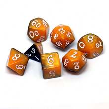7枚/套雙色棋盤遊戲骰子套裝多面桌遊骰子角色扮演rpg骰子 - 橘色 - 查看 2
