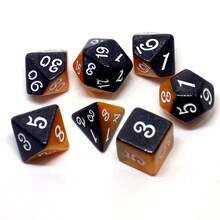 7枚/套雙色棋盤遊戲骰子套裝多面桌遊骰子角色扮演rpg骰子 - 橘色 - 查看 4