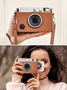 Mini EVO Case - Mini EVO Case With Shoulder Strap - In Brown Lychee Texture Horizonal Style