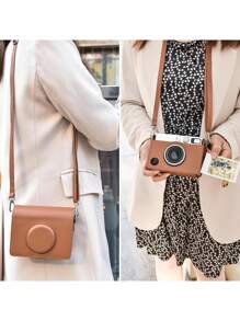 Mini EVO Case - Mini EVO Case With Shoulder Strap - In Brown Lychee Texture Horizonal Style