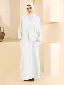 1pc Women's Simple Daily Prayer Wear Head Scarf - White - View 3
