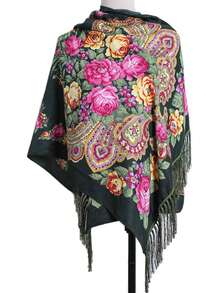 1pc Women's Winter Thick Warm Casual Style Scarf Russian Style Long Shawl - Black - View 4