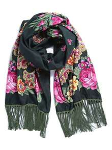 1pc Women's Winter Thick Warm Casual Style Scarf Russian Style Long Shawl - Black - View 5