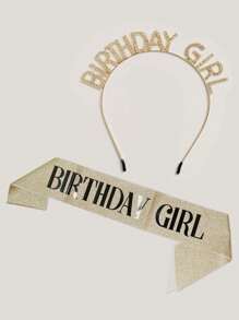 1 組生日肩帶與頭帶 - 香檳色 - 查看 1