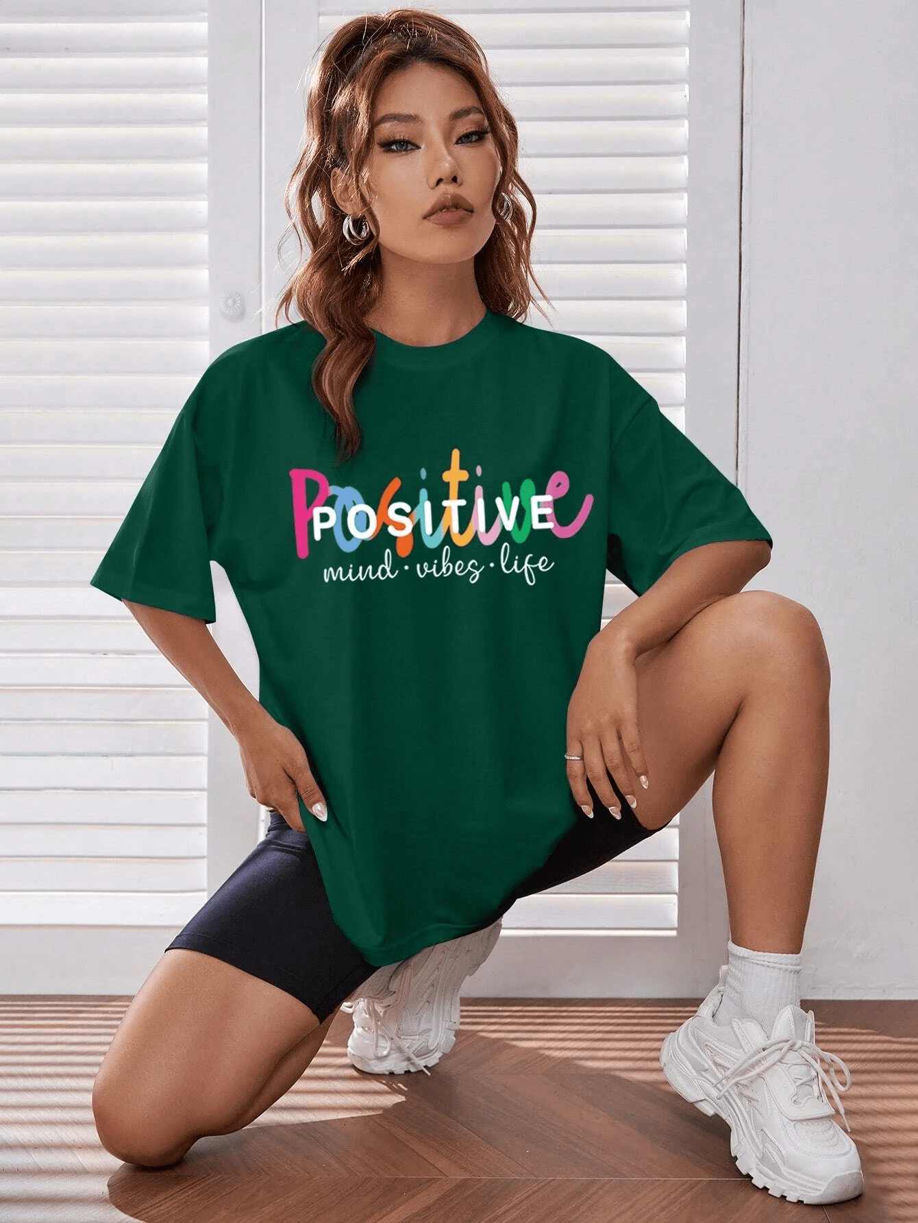 MURAMASA Slogan Print Drop Shoulder T-Shirt - 綠色 - 查看 1