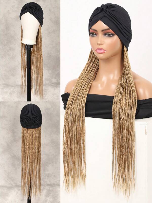 31 Inches Synthetic Wigs Headbands Braided Wigs Scarf Handmade Box