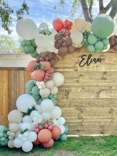 182pcs Pink Green Brown Beige Balloon Garland Arch Kit Kids Birthday Decoration Rustic Wedding Engagement Party Baby Shower Balloon Christening Baptism