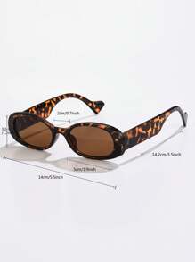 1 件女士时尚椭圆形框架眼镜适合日常佩戴豹纹 - 摩卡棕 - 查看 4