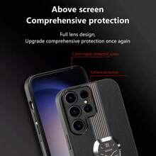 1個具有精細紋理和隱形支架環的tpu殼,防刮和防墜,與三星,iphone,小米,一加等兼容 - 黑色 - 查看 5