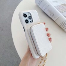 1 件金属链可拆卸挂绳，多功能防摔纯色荔枝纹 PU 皮革手机壳，兼容 16、16e、15、14 Plus、13、12、11 Pro Max、Pixel 4 XL、6、7、8、9 Pro、6a、7a、8a、9a、Galaxy、OnePlus 8、9、10、8T、9R、Nord 2、N10 5G、ACE 2 Pro、Mate、Edge 30、Redmi Note - 白色 - 查看 7