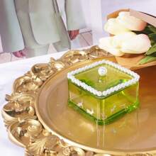 1set Geometric Shaped Jewelry & Storage Box Silicone Mold Decoration Mirror Surface Epoxy Resin Mold, Square, Round, Hexagon, Plum Blossom & Heart Shaped Storage Box Mold Valentines