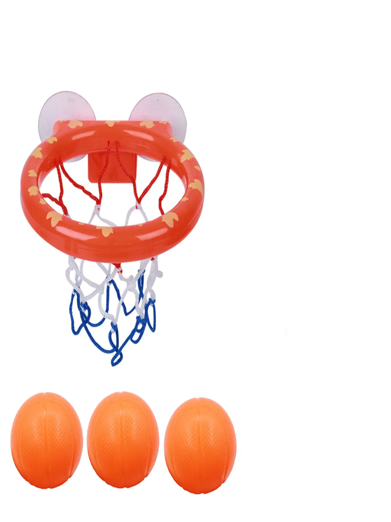 趣味籃球框和球玩具套裝適合男女孩子,帶有3個軟球和強力吸盤的浴缸籃球架,適合幼兒家長互動的浴室玩具,籃球架 - 橘色 - 查看 5