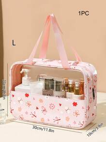 1入組女性化妝包,防水旅行化妝用品收納組合pu製造的化妝袋,手提袋,沙灘袋,沙灘必備品,沙灘毛巾整理器,沙灘配件,沙灘用品,度假包,夏季度假必備品 - 粉色 - 查看 8