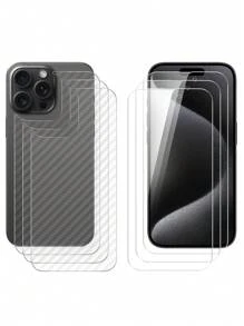 3 stuks anti-gluur privacy screenprotectors + 3 stuks koolstofvezel achterkant, betere bescherming, compatibel met iPhone 6-16 serie 6.1" telefoons: iPhone 14 6.1"/iPhone 13/iPhone 13 Pro 6.1"/15/15 Pro Max/iPhone 16/iPhone 16 Pro/iPhone 16 Pro Max cadeau voor verjaardag, familie, vrienden, gehard glas, anti-spionage, telefoon screenprotector, telefoonaccessoires