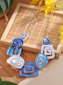 1入頸鍊和1對耳環套裝,時尚且典雅的幾何圖案o形鏈原創設計,女士或女孩的創意珠寶,非常適合作為婚禮伴娘禮物