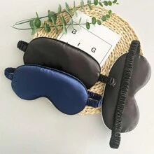 1pc Multicolor Elastic Band Double-sided Wrapped Fabric Eye Mask, Silk-like, Blocking Light For Travel Nap Leisure Sleep - Light Grey - View 3