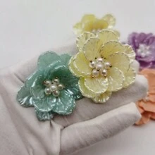 1 對時尚女士彩色果凍色大花朵耳環 - 薄荷綠 - 查看 4