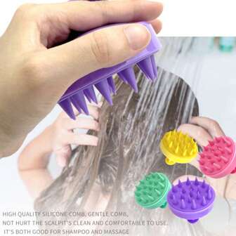 1pc Silicone Massage Scalp Shampoo Brush, Random Colour, Hair Brush / Comb