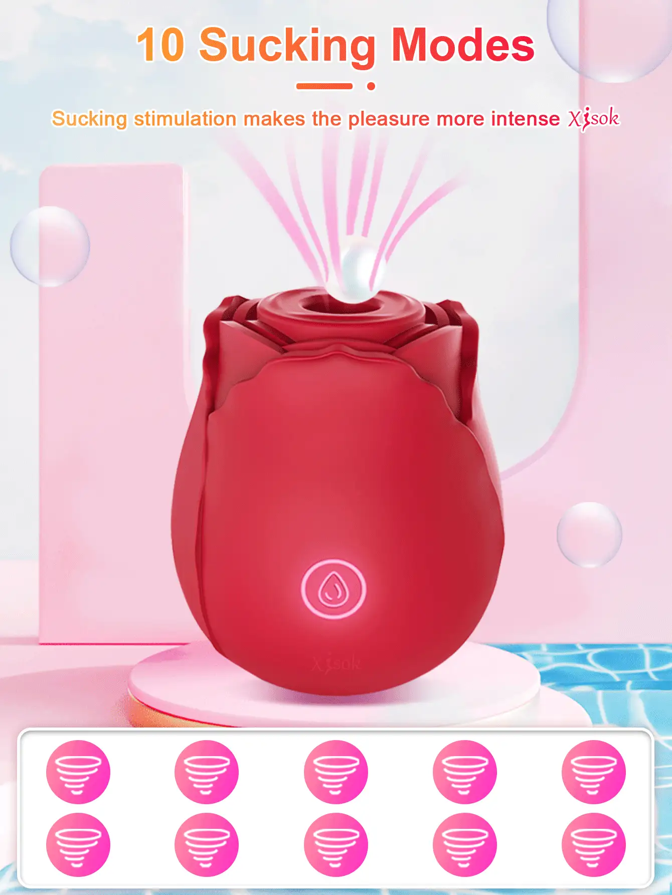 Juguetes sexuales de rosa para mujer, Succionador de rosa vibrador para mujeres, estimulador clitoriano de la succión del clítoris para mujeres, juguetes sexuales juguetes de sexuales