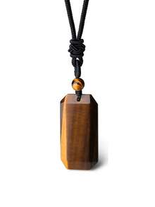 1個長方形天然石晶體掛墜項鍊,男性水晶螢石紫晶虎眼繩鏈可調項鍊h225 - Necklace - 查看 5