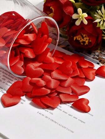 100pcs Heart Shaped Throwing Decoration, Simple Red Heart Shaped Decorative Confetti For Party Back To School Valentine Day