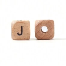 10-26 件 12 毫米带钻孔英文字母的山毛榉木珠子，DIY 首字母珠子