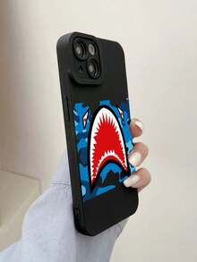1pc Shark Head Printed Phone Case Compatible With Apple Iphone - Black - View 2
