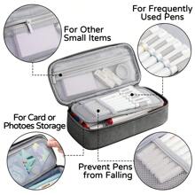 Large Pencil Case,Pencil Pouch With Zipper Compartments,Aesthetic Pencil Case For Adults,Stationery Pouch Pen Case For Office,Suitable For Junior High School Primary School Boys And Girls College Student - 深灰色 - 查看 2